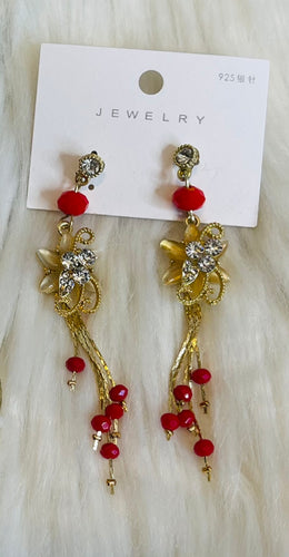 Red Flower Earrings