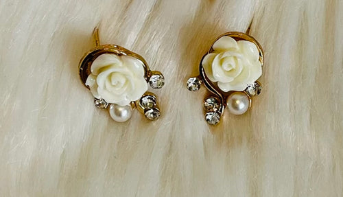 White Rose Earrings
