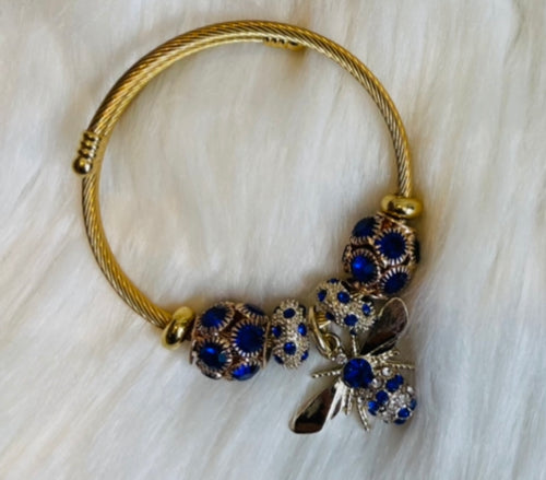 Beetle Charm Bracelet -Blue