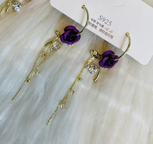 Purple Rose Earrings